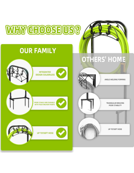 Soporte para Manguera de Jardín WiwiIron Metal 4 Picos 45.72m