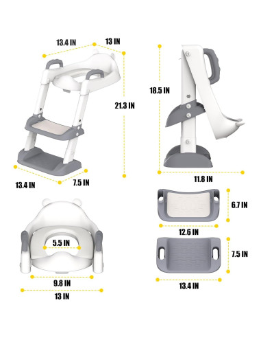 Asiento de Entrenamiento para Baño HBTower Gris Ajustable