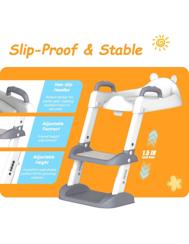 Asiento de Entrenamiento para Baño HBTower Gris Ajustable