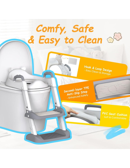 Asiento de Entrenamiento para Baño HBTower Gris Ajustable