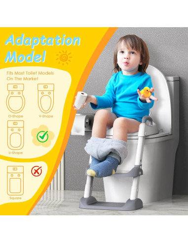 Asiento de Entrenamiento para Baño HBTower Gris Ajustable