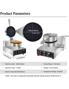 Máquina de Waffles Comercial AEYDJXMER 1300W No Pegajosa 2