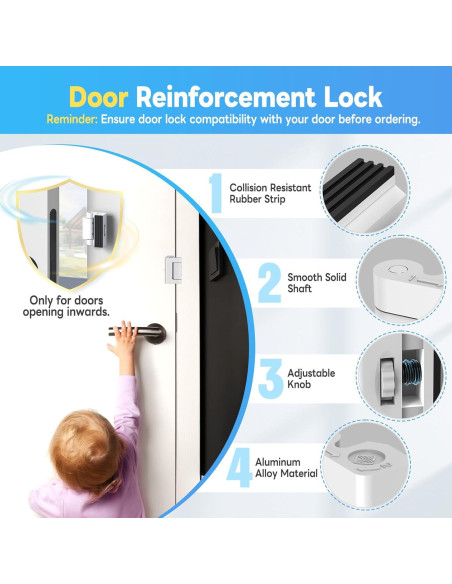 Cerradura de refuerzo portátil Mixizigoz blanca - 363 kg Cerradura de refuerzo portátil Mixizigoz blanca - 363 kg
