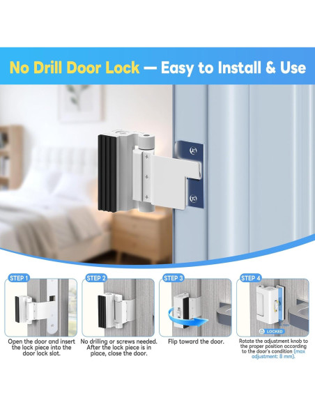 Cerradura de refuerzo portátil Mixizigoz blanca - 363 kg Cerradura de refuerzo portátil Mixizigoz blanca - 363 kg