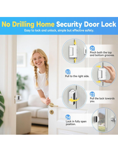 Cerradura de refuerzo portátil Mixizigoz blanca - 363 kg