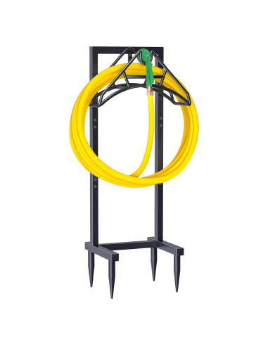 Soporte de Manguera de Jardín Artigarden 150 pies Metal Negro