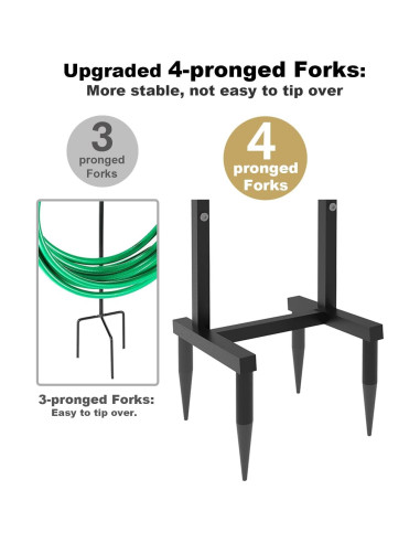 Soporte de Manguera de Jardín Artigarden 150 pies Metal Negro