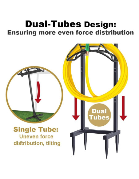 Soporte de Manguera de Jardín Artigarden 150 pies Metal Negro