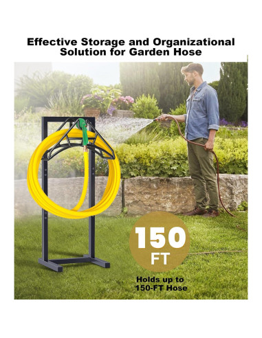 Soporte de Manguera de Jardín Artigarden 150 pies Metal Negro