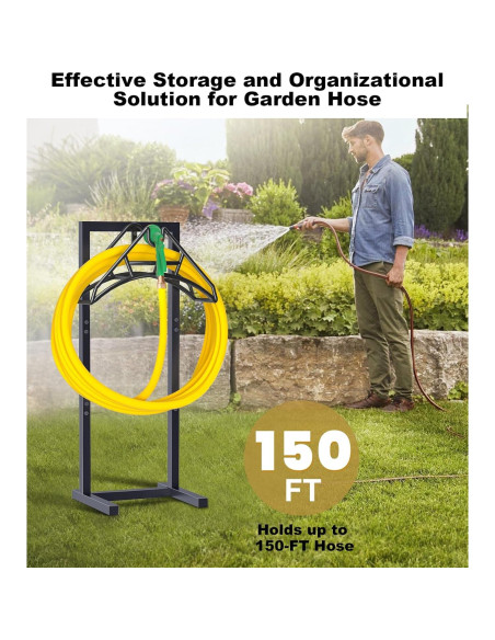 Soporte de Manguera de Jardín Artigarden 150 pies Metal Negro