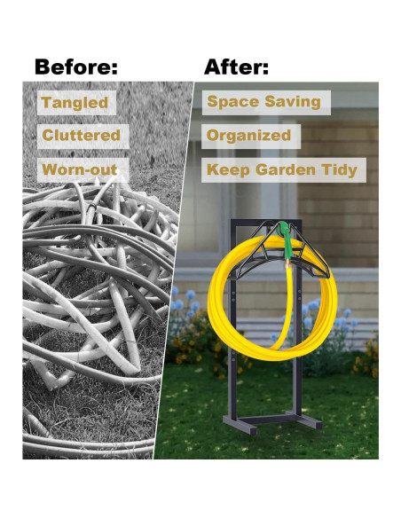 Soporte de Manguera de Jardín Artigarden 150 pies Metal Negro