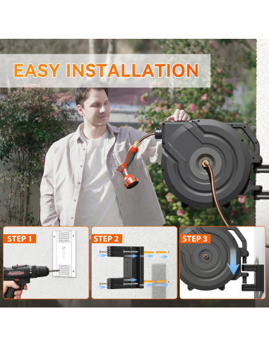 Carrete de Manguera de Jardín Retráctil NEOTEC 1/2" x 12m