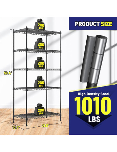 Estantería de Almacenamiento Romorgniz 5 Niveles Ajustable 151 cm