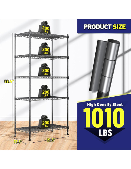 Estantería de Almacenamiento Romorgniz 5 Niveles Ajustable 151 cm