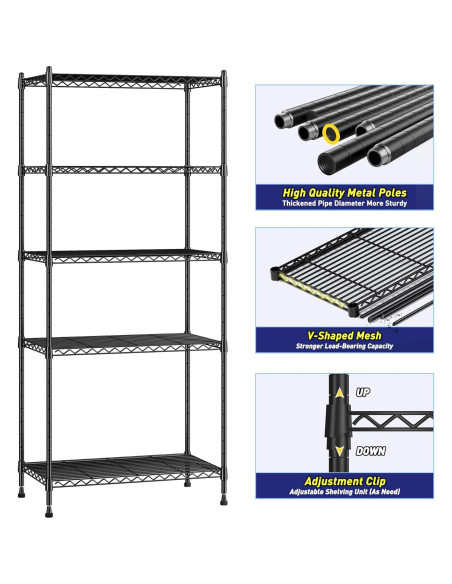 Estantería de Almacenamiento Romorgniz 5 Niveles Ajustable 151 cm