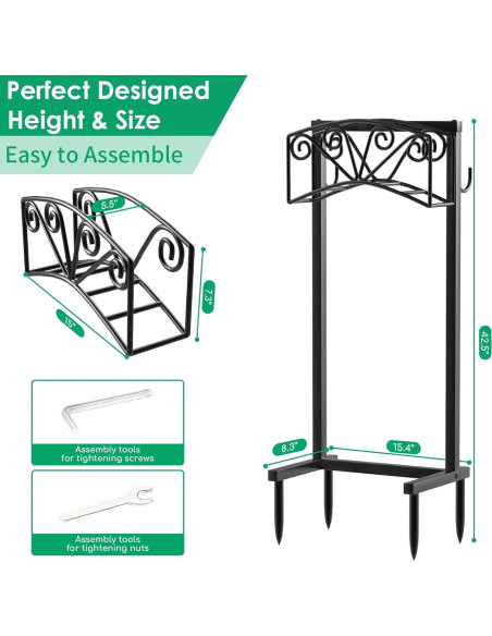 Soporte para Manguera de Jardín TomCare Metal 4 Picos 150 PIES
