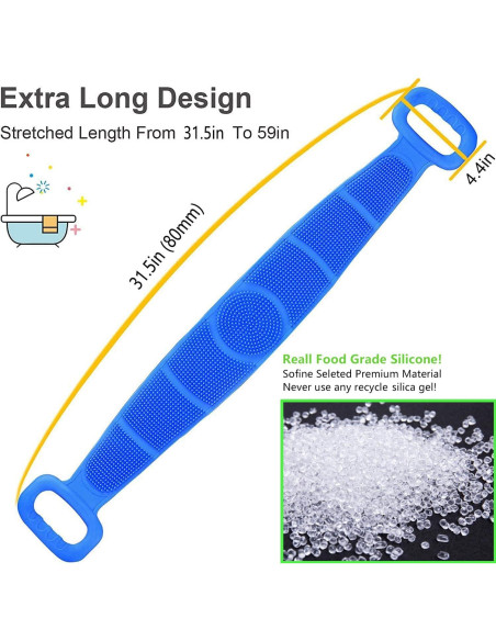 Exfoliador de Espalda de Silicona Sofine 80cm Doble Cara