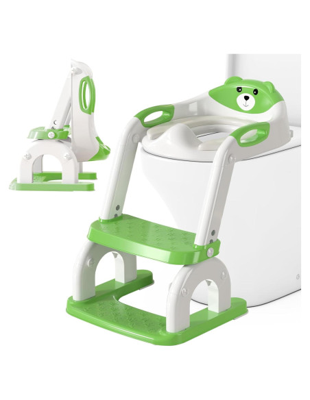 Asiento de Entrenamiento para Baño CUXFLS Verde 2 en 1 Ajustable