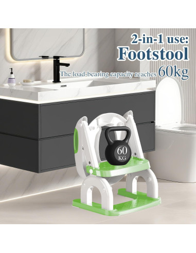 Asiento de Entrenamiento para Baño CUXFLS Verde 2 en 1 Ajustable