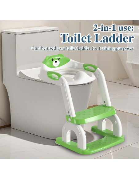 Asiento de Entrenamiento para Baño CUXFLS Verde 2 en 1 Ajustable