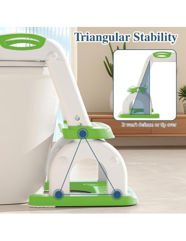 Asiento de Entrenamiento para Baño CUXFLS Verde 2 en 1 Ajustable