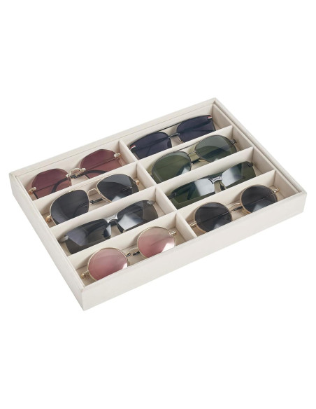 Organizador de Gafas Mkono Terciopelo Beige 8 Compartimentos