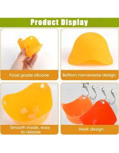 Paquete de 4 pocillos de silicona Qiifaiikooii para huevos 2