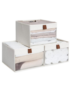 Cajas de Almacenamiento StorageWorks 3 Piezas con Ventana Beige