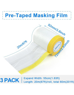 BOMEI Pack 3 Películas de Enmascarar 55 cm x 20 m para Pintura 2