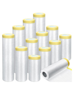 12 Rollos de Plástico para Pintura Fainne - 3 Tamaños 0.90/1.50/2.00 x 20.12 m