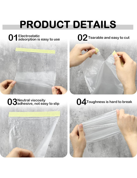 12 Rollos de Plástico para Pintura Fainne - 3 Tamaños 0.90/1.50/2.00 x 20.12 m