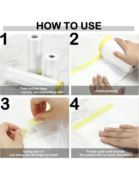 12 Rollos de Plástico para Pintura Fainne - 3 Tamaños 0.90/1.50/2.00 x 20.12 m