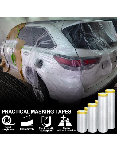 12 Rollos de Plástico para Pintura Fainne - 3 Tamaños 0.90/1.50/2.00 x 20.12 m