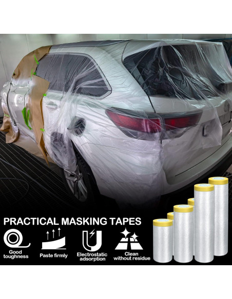 12 Rollos de Plástico para Pintura Fainne - 3 Tamaños 0.90/1.50/2.00 x 20.12 m