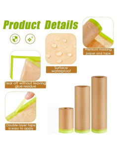 Papel de Enmascarar y Cinta ZongHan 3 Rollos 30cm x 15.2m 2