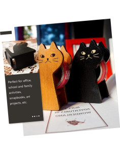 Dispensador de Cinta de Gato STOBOK - Cortador Vintage de Madera 2