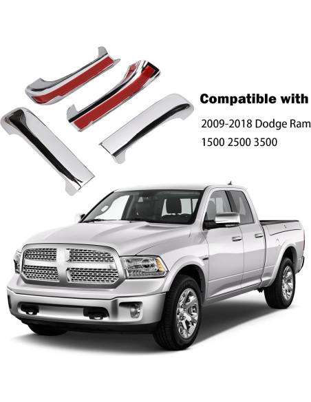 Cubiertas de Manijas de Puerta Cromo Tutor Auto para Dodge Ram 2009-2018 Cubiertas de Manijas de Puerta Cromo Tutor Auto para Dodge Ram 2009-2018