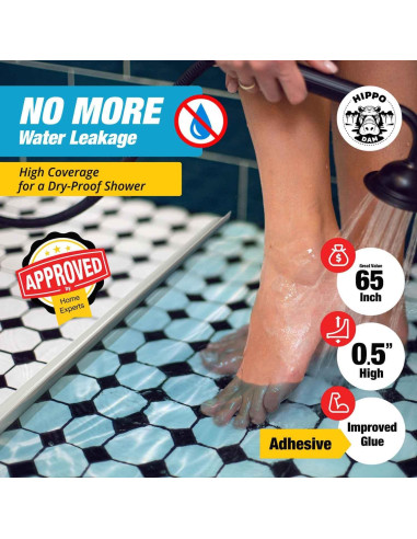 Barrera de Agua para Ducha Hippo Dam 165 cm Blanca