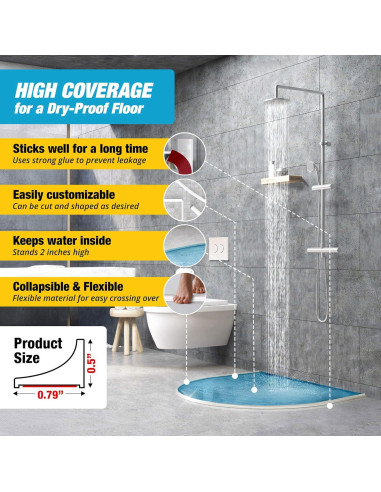 Barrera de Agua para Ducha Hippo Dam 165 cm Blanca