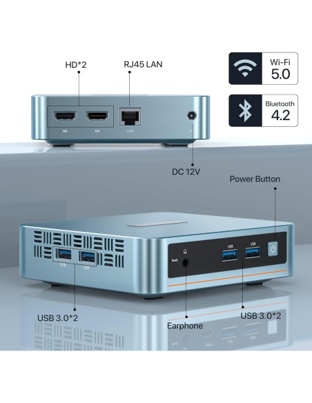 Mini PC PELADN WI-4 N5095, 8GB RAM, 256GB SSD, Doble Pantalla 4K Mini PC PELADN WI-4 N5095, 8GB RAM, 256GB SSD, Doble Pantalla 4K