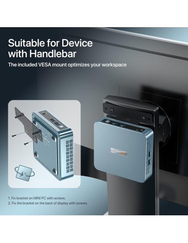 Mini PC PELADN WI-4 N5095, 8GB RAM, 256GB SSD, Doble Pantalla 4K