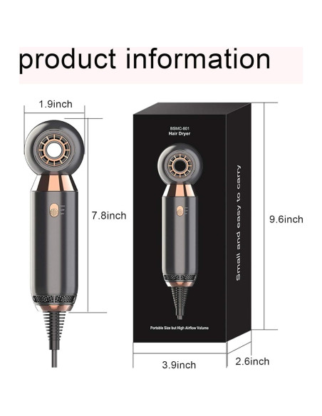 Secador de Pelo Profesional Wenzhou 800W Compacto Gris Secador de Pelo Profesional Wenzhou 800W Compacto Gris