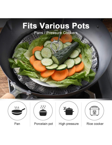 Cesta de Vapor KZNXCVI Acero Inoxidable 24 cm Ajustable