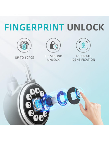 Candado Biométrico SFW GS50S Plata con Huella Dactilar