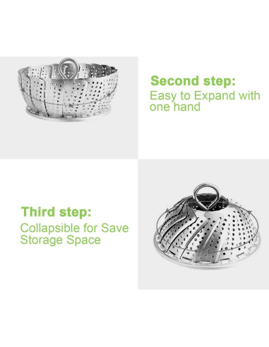 Cesta de Vapor KZNXCVI Acero Inoxidable 24 cm Ajustable