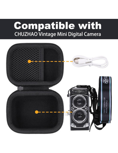 Funda para Cámara Digital Mini Vintage CHUZHAO Negra 12.7x10x7.5cm