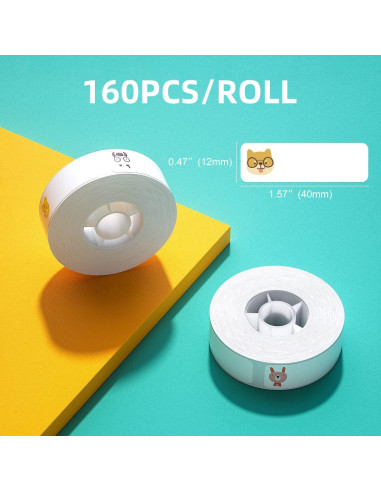 Papel para Impresora de Etiquetas NIIMBOT 12mm x 40mm 160 Unidades