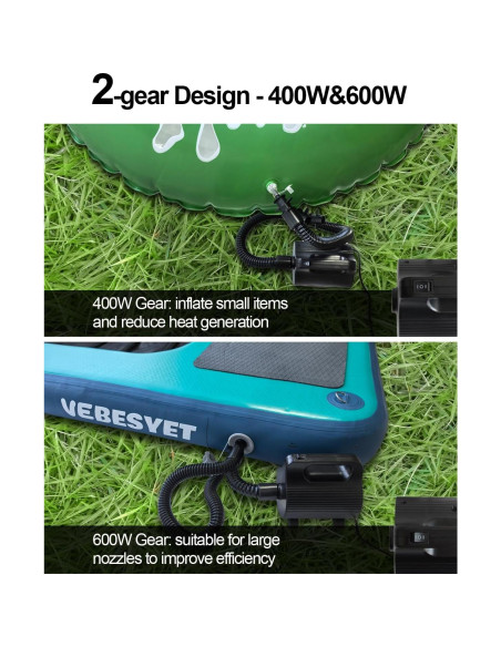 Bomba de aire eléctrica VEBESYET 400W/600W inflador/desinflador
