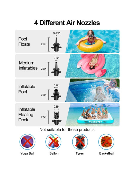 Bomba de aire eléctrica VEBESYET 400W/600W inflador/desinflador