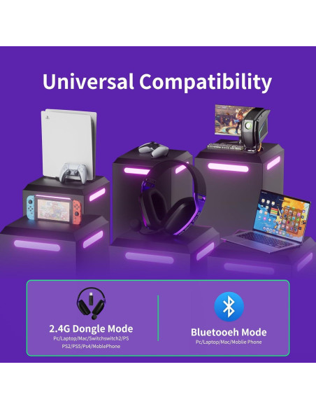 Auricular Gaming Inalámbrico Black Emblem X1 50H Bluetooth 5.4 Auricular Gaming Inalámbrico Black Emblem X1 50H Bluetooth 5.4